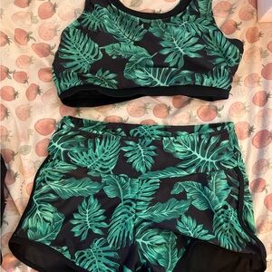Bathing Suit Tropical Leaf Print